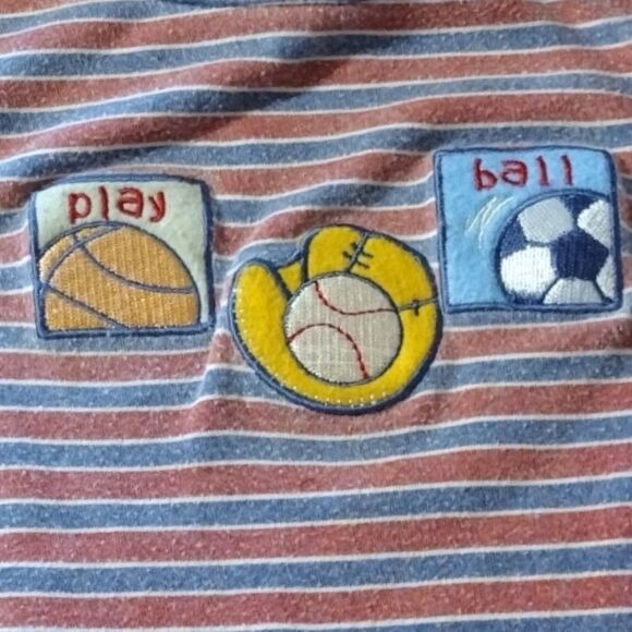 Tykes Play Ball Bodysuit Onesie Red, White & Blue Stripes Size L(6-9) Month! - Picture 3 of 8